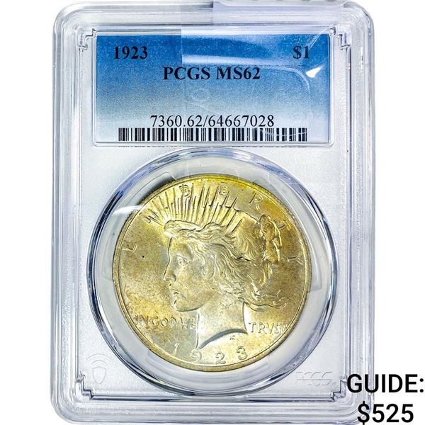 1923 Silver Peace Dollar PCGS MS62