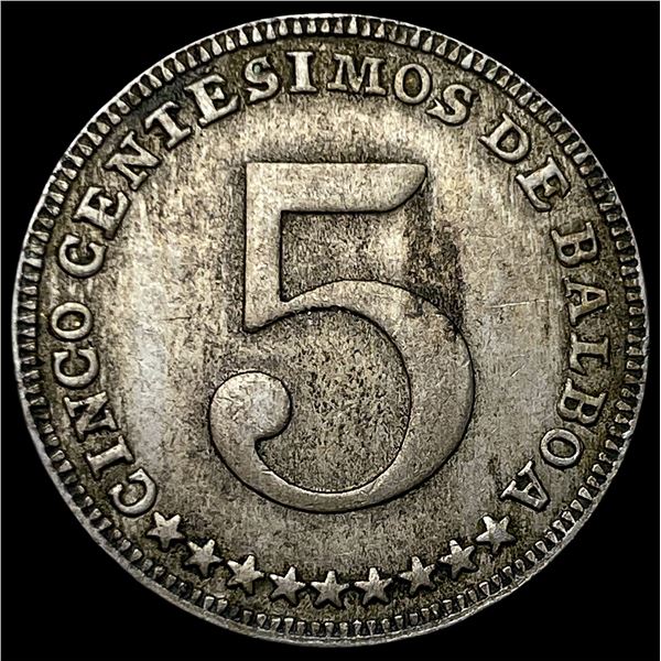 1961 Panama Copper Nickel 5 Centesimos