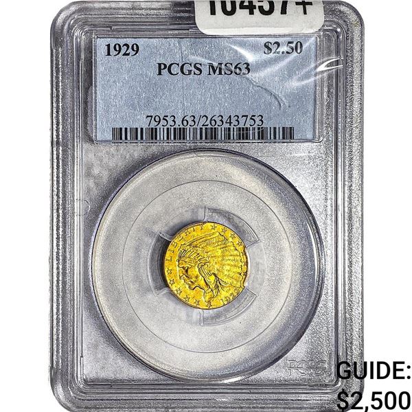 1929 $2.50 Gold Quarter Eagle PCGS MS63