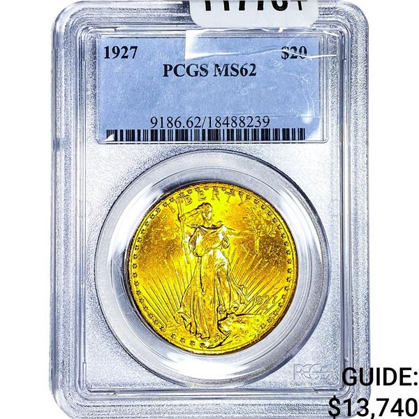 1927 $20 Gold Double Eagle PCGS MS62