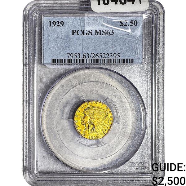 1929 $2.50 Gold Quarter Eagle PCGS MS63