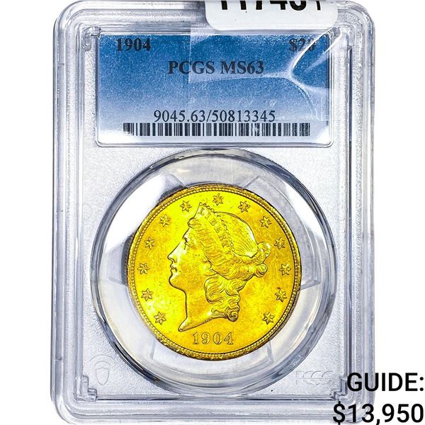 1904 $20 Gold Double Eagle PCGS MS63