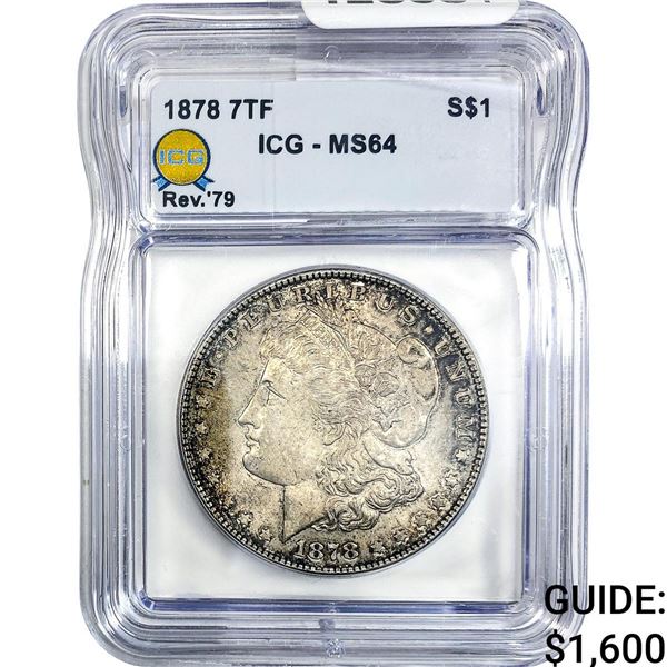 1878 Rev. 79 Morgan Silver Dollar ICG MS64