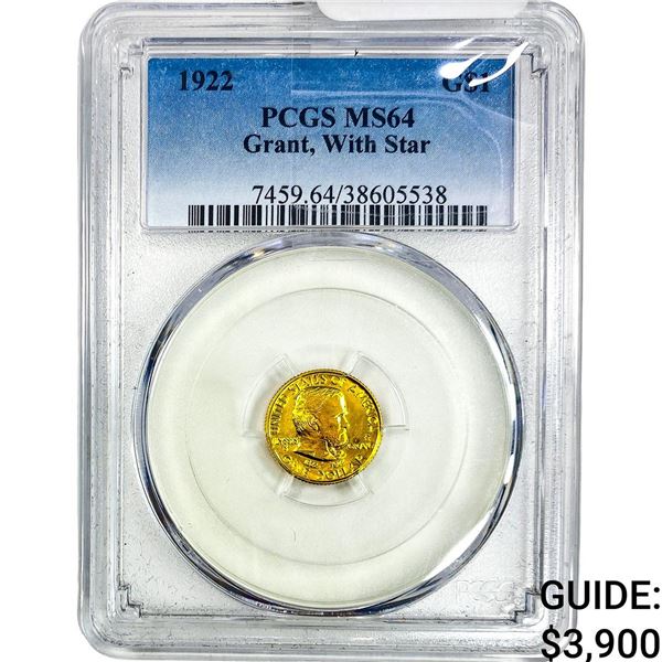 1922 Grant Rare Gold Dollar PCGS MS64 With Star