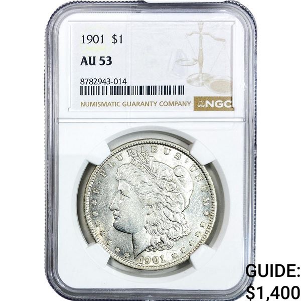 1901 Morgan Silver Dollar NGC AU53