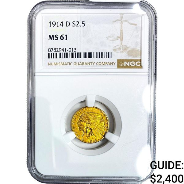 1914-D $2.50 Gold Quarter Eagle NGC MS61