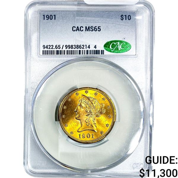 1901 $10 Gold Eagle CAC MS65