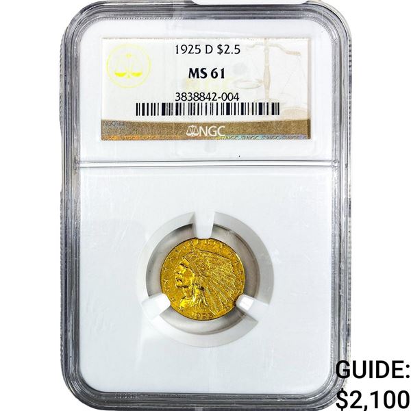 1925-D $2.50 Gold Quarter Eagle NGC MS61