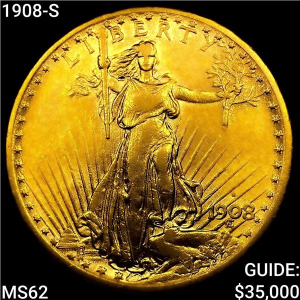 1908-S $20 Gold Double Eagle UNCIRCULATED