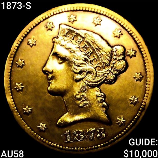 1873-S $5 Gold Half Eagle CHOICE AU
