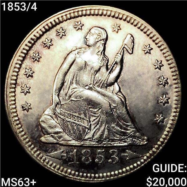 1853/4 Seated Liberty Quarter CHOICE BU+