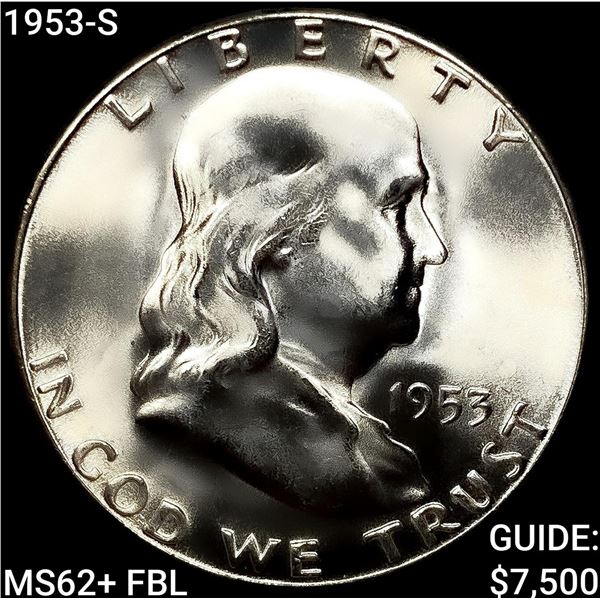 1953-S Franklin Half Dollar UNCIRCULATED +