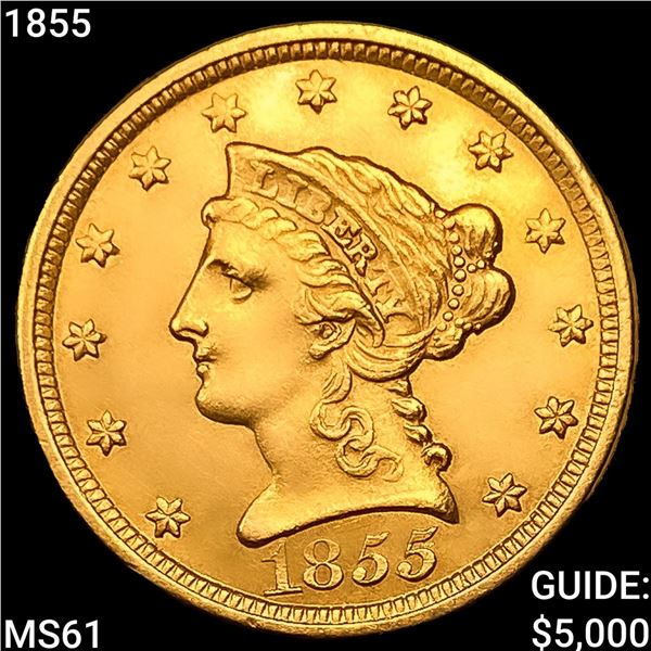 1855 $2.50 Gold Quarter Eagle UNCIRCULATED