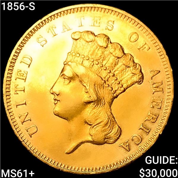 1856-S $3 Gold Piece UNCIRCULATED +