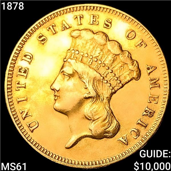 1878 $3 Gold Piece UNCIRCULATED