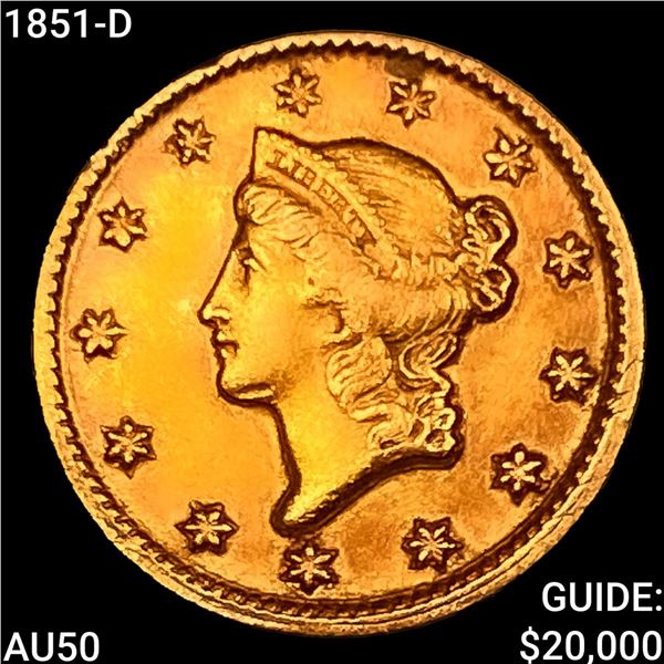 1851-D Rare Gold Dollar CLOSELY UNCIRCULATED