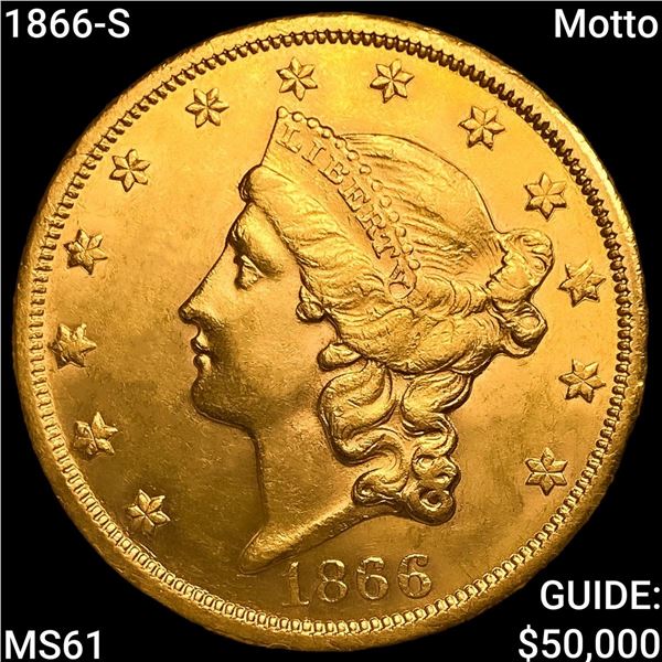 1866-S Motto $20 Gold Double Eagle UNCIRCULATED