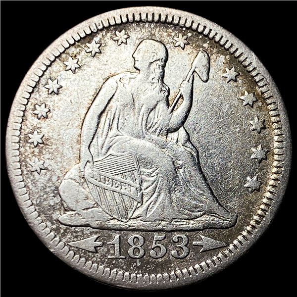 1853 Arrows/Rays Seated Liberty Quarter  NEARLY UNCIRCULATED