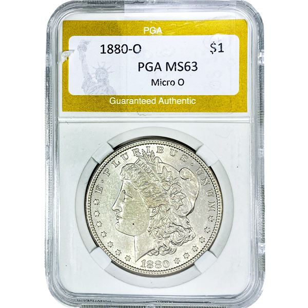 1880-O Morgan Silver Dollar PGA MS63 Micro O