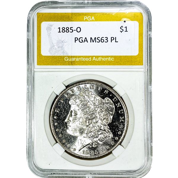 1885-O Morgan Silver Dollar PGA MS63 PL