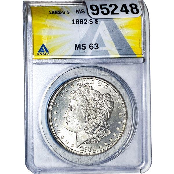 1882-S Morgan Silver Dollar ANACS MS63