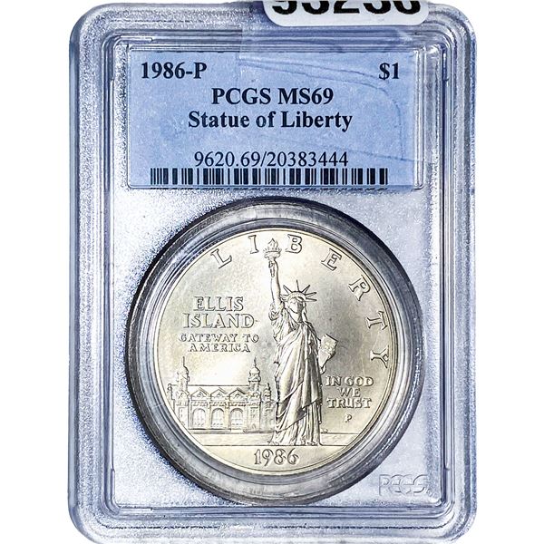 1986-P Statue of Liberty Silver Dollar PCGS MS69