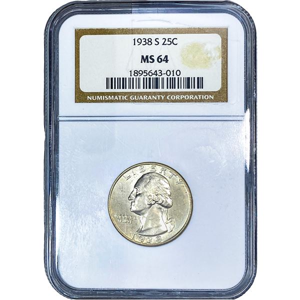 1938-S Washington Silver Quarter NGC MS64