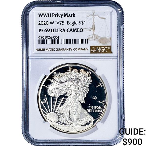 2020 W 'V75' Silver Eagle NGC PF69 WWII Privy Mark