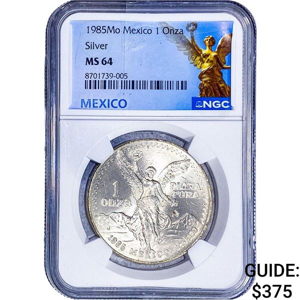1985Mo  NGC MS64 Mexico Silver 1 Onza