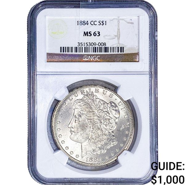 1884-CC Morgan Silver Dollar NGC MS63