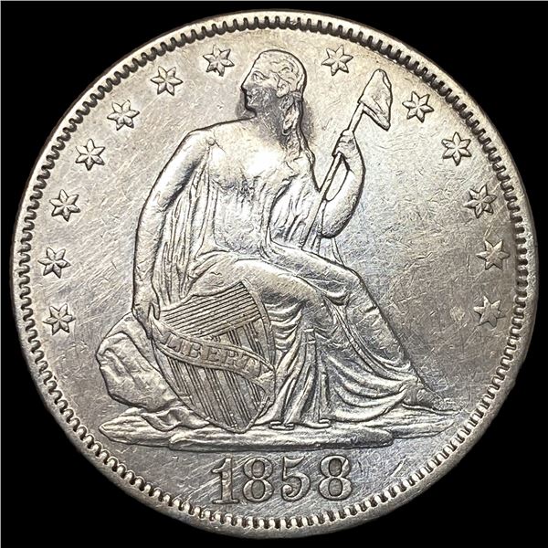 1858 Silver Seated Liberty Half Dollar HIGH  GRADE