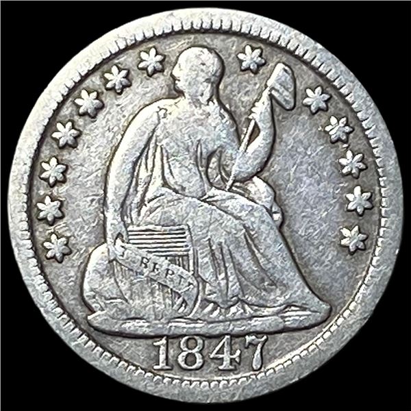 1847 Silver Seated Liberty Half Dime LIGHTLY  CIRCULATED