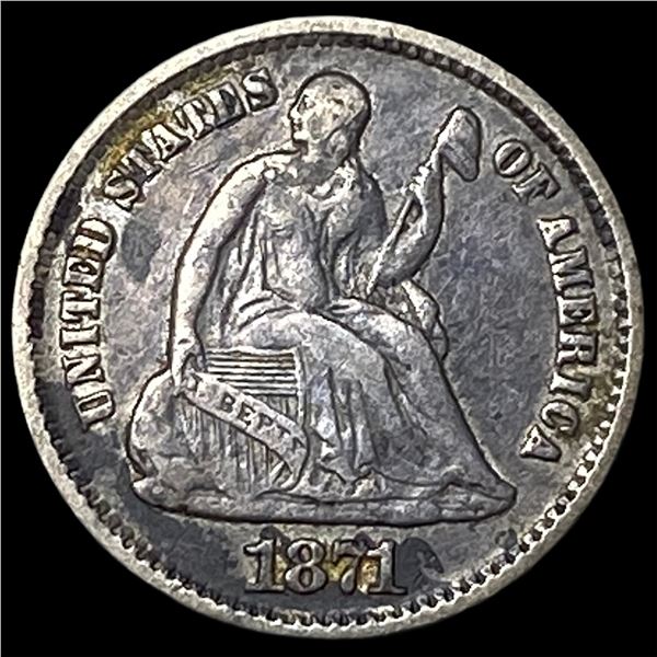 1871 Silver Seated Liberty Half Dime NEARLY  UNCIRCULATED