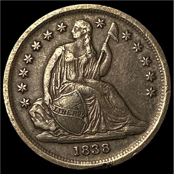 1838 Silver Seated Liberty Dime NEARLY  UNCIRCULATED