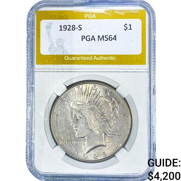 1928-S Silver Peace Dollar PGA MS64