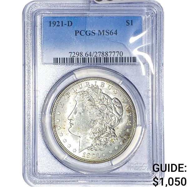 1921-D Morgan Silver Dollar PCGS MS64