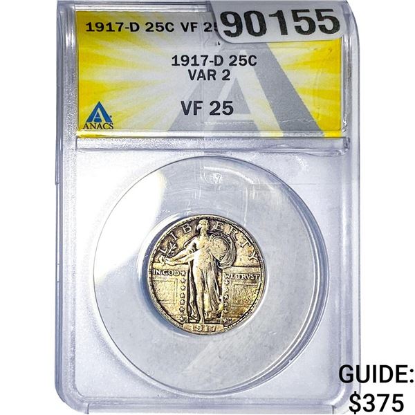1917-D Standing Liberty Quarter ANACS VF25