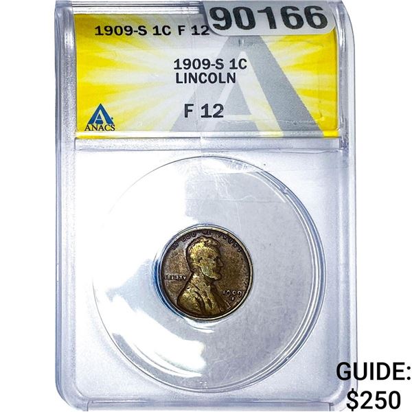 1909-S Wheat Cent ANACS F12