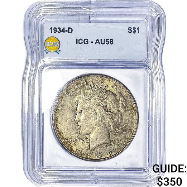 1934-D Silver Peace Dollar ANACS AU58