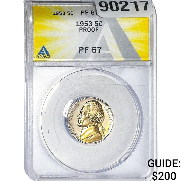 1953 Jefferson Nickel ANACS PF67