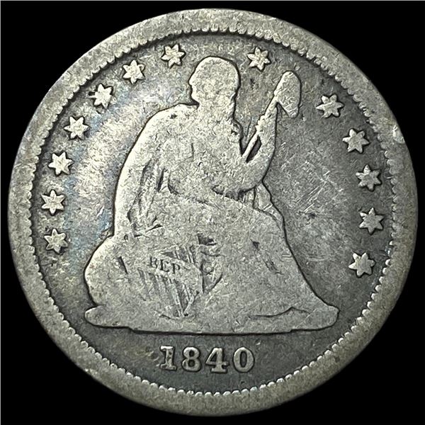 1840-O Silver Seated Liberty Quarter NICELY  CIRCULATED