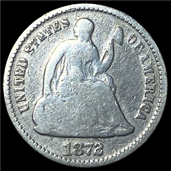 1872 Silver Seated Liberty Half Dime NICELY  CIRCULATED