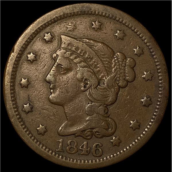 1846 Braided Hair Large Cent LIGHTLY  CIRCULATED