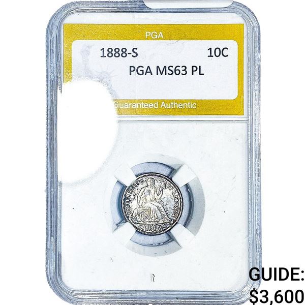 1888-S Seated Liberty Dime PGA MS63 PL