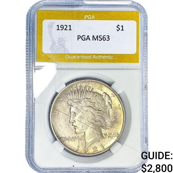 1921 Silver Peace Dollar PGA MS63