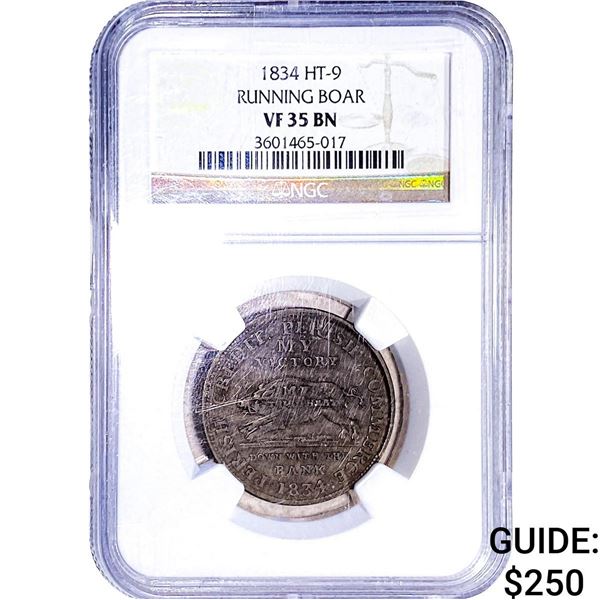 1834 HT-9 Hard Times Token Running Boar  VF35 BN