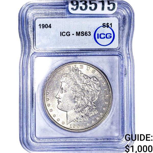 1904 Morgan Silver Dollar ICG MS63