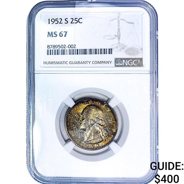 1952-S Washington Silver Quarter NGC MS67