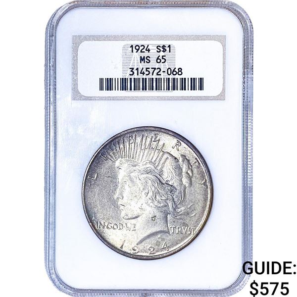 1924 Silver Peace Dollar NGC MS65