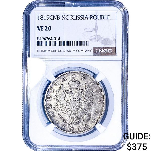 1819CNB NC Russia Silver 1 Rouble NGC VF20
